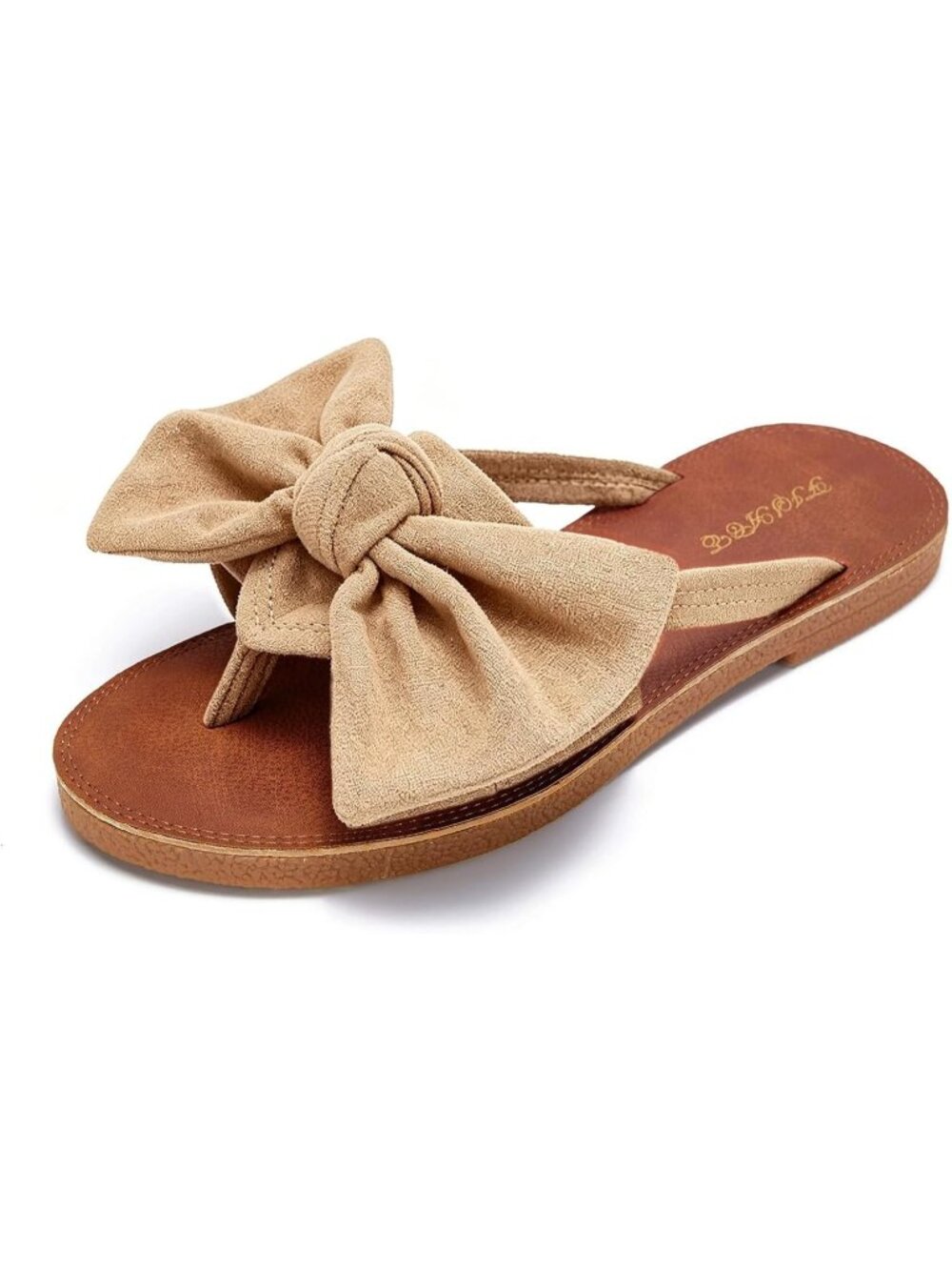 Women's Khaki Summer Flip Flops Ring Toe Strappy Slip On Gladiator Flat Sandals